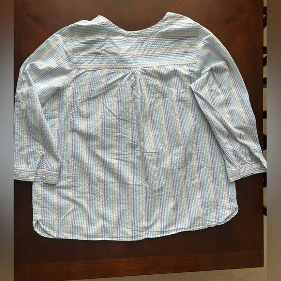 🦠3 For $21🦠Woman Within Blue Striped Blouse - Picture 6 of 7